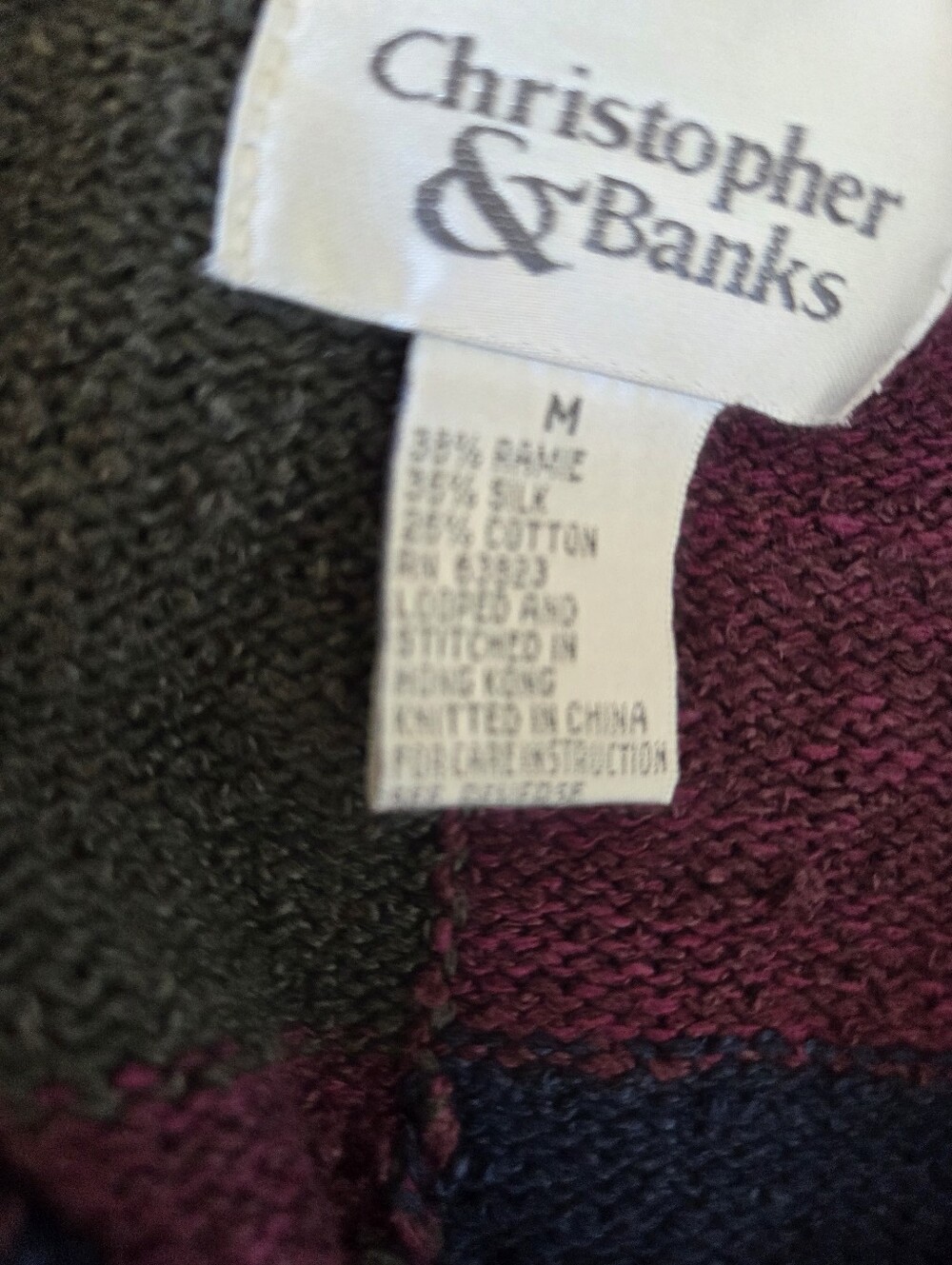 ​Vtg Christopher Banks Patchwork Cardigan M Silk Blend Leaf Boho Cottagecore - Picture 8 of 9